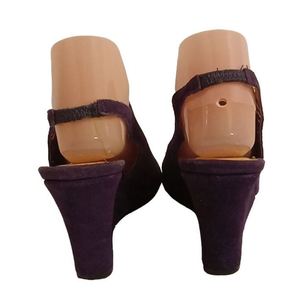 Chinese Laundry Purple Slingback Suede Fringed Wedge Heels Women's Size 8 - Picture 9 of 9